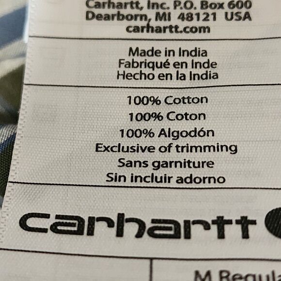 Carhartt Mens Button Down Plaid Shirt Medium  Relaxed Fit - Picture 6 of 8